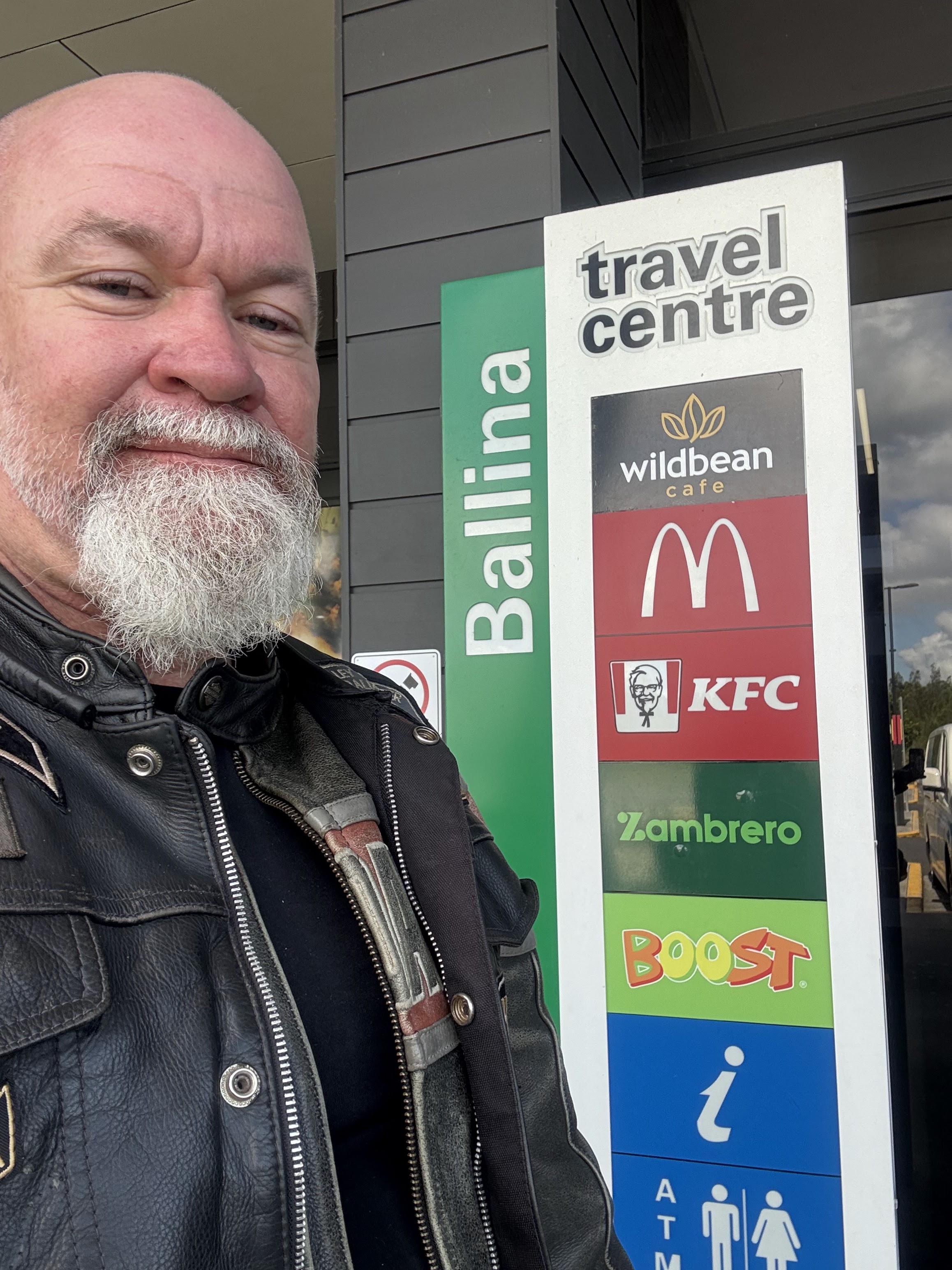 The glamour of motorcycle touring — Ballina Travel Centre selfie