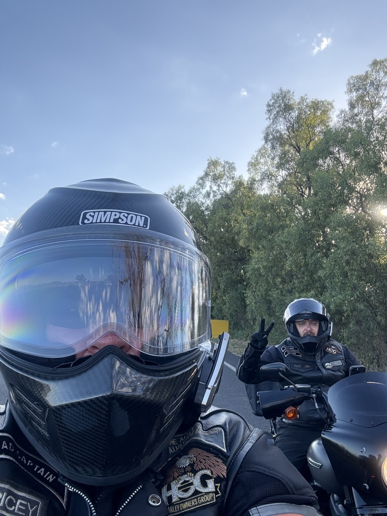 Currabubula road works - Shaneo and the peace sign salute