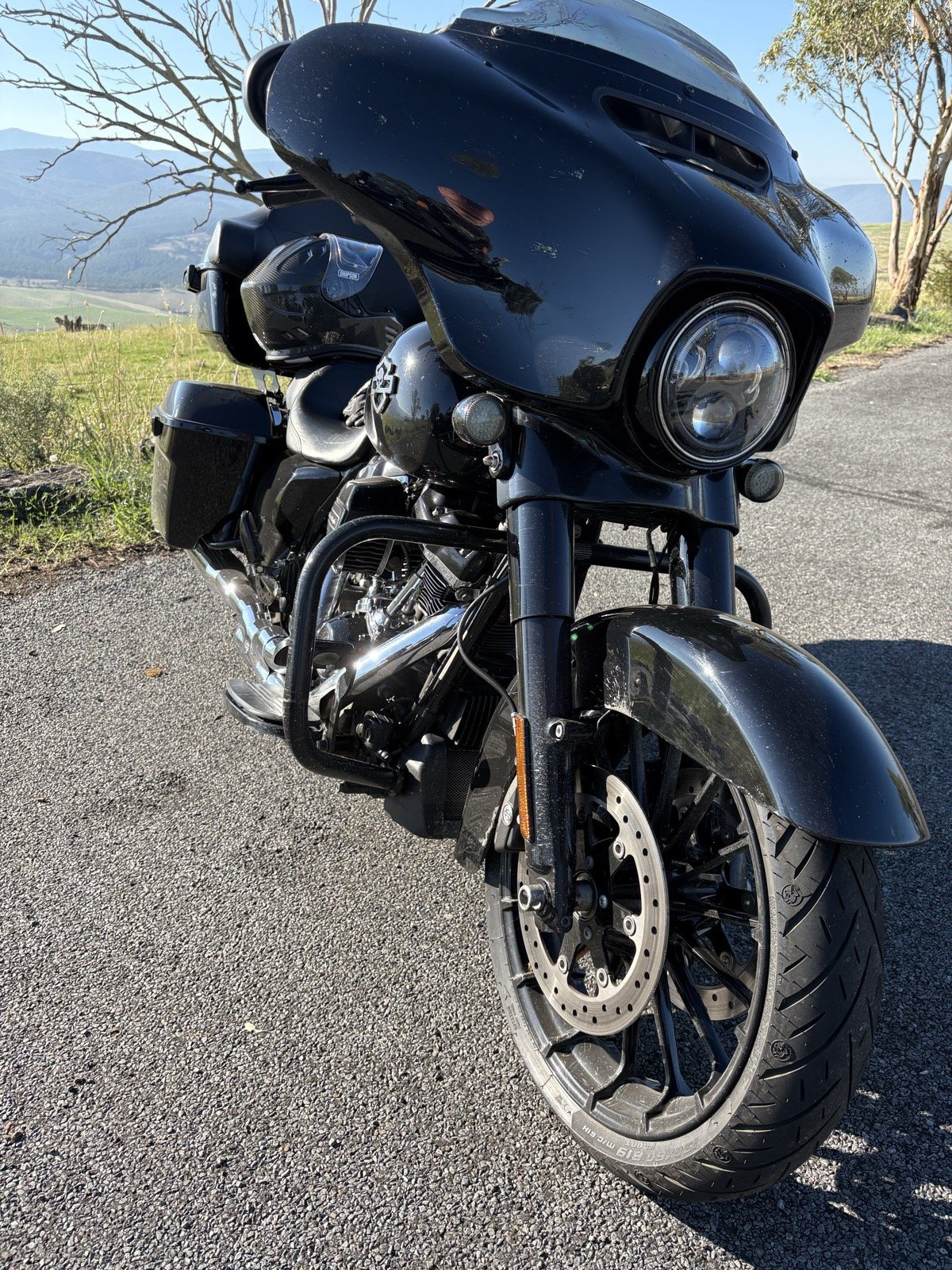 The Street Glide taking in the high country at the lookout