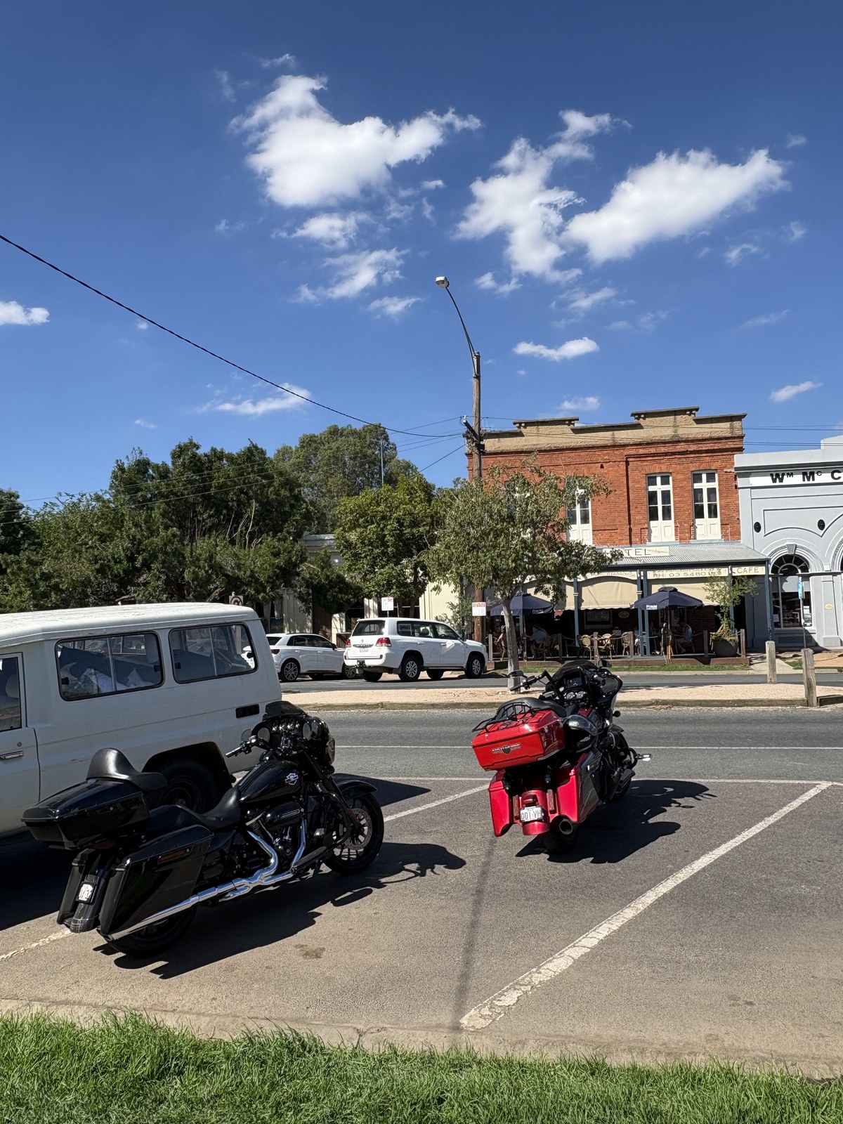 Bikes on the main street of Echuca - heritage town on the Murray