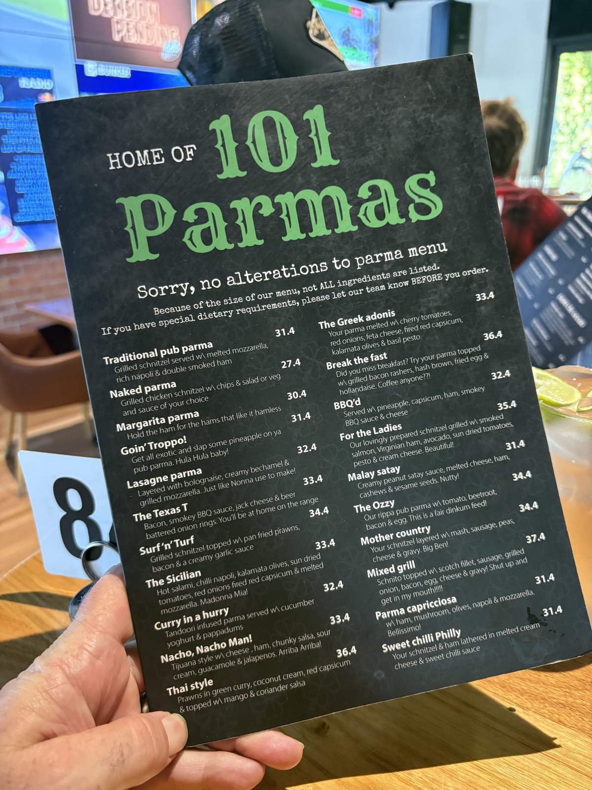 101 parmas on the menu - how do you even choose?