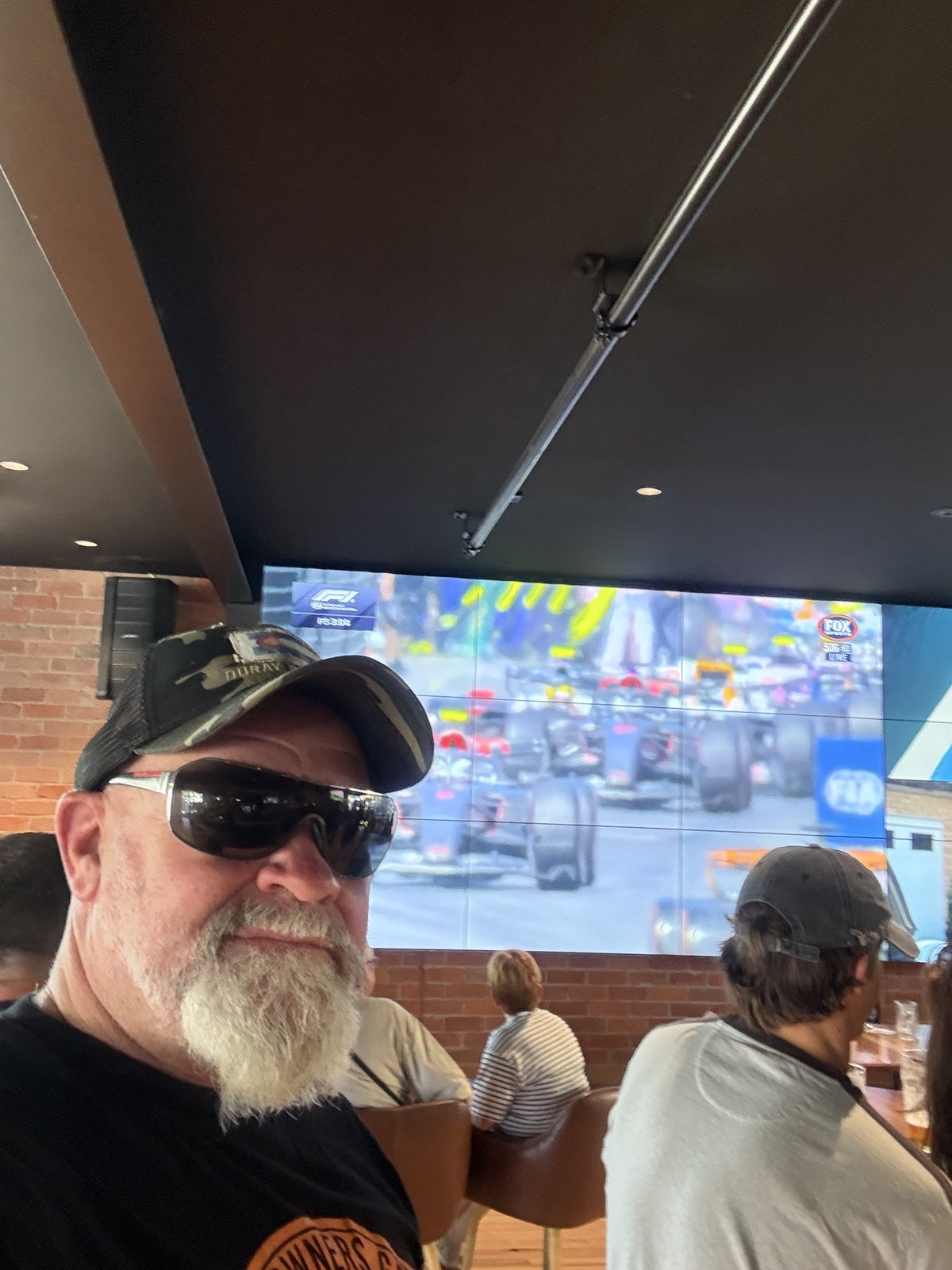 Settled in at the sports bar with the racing on