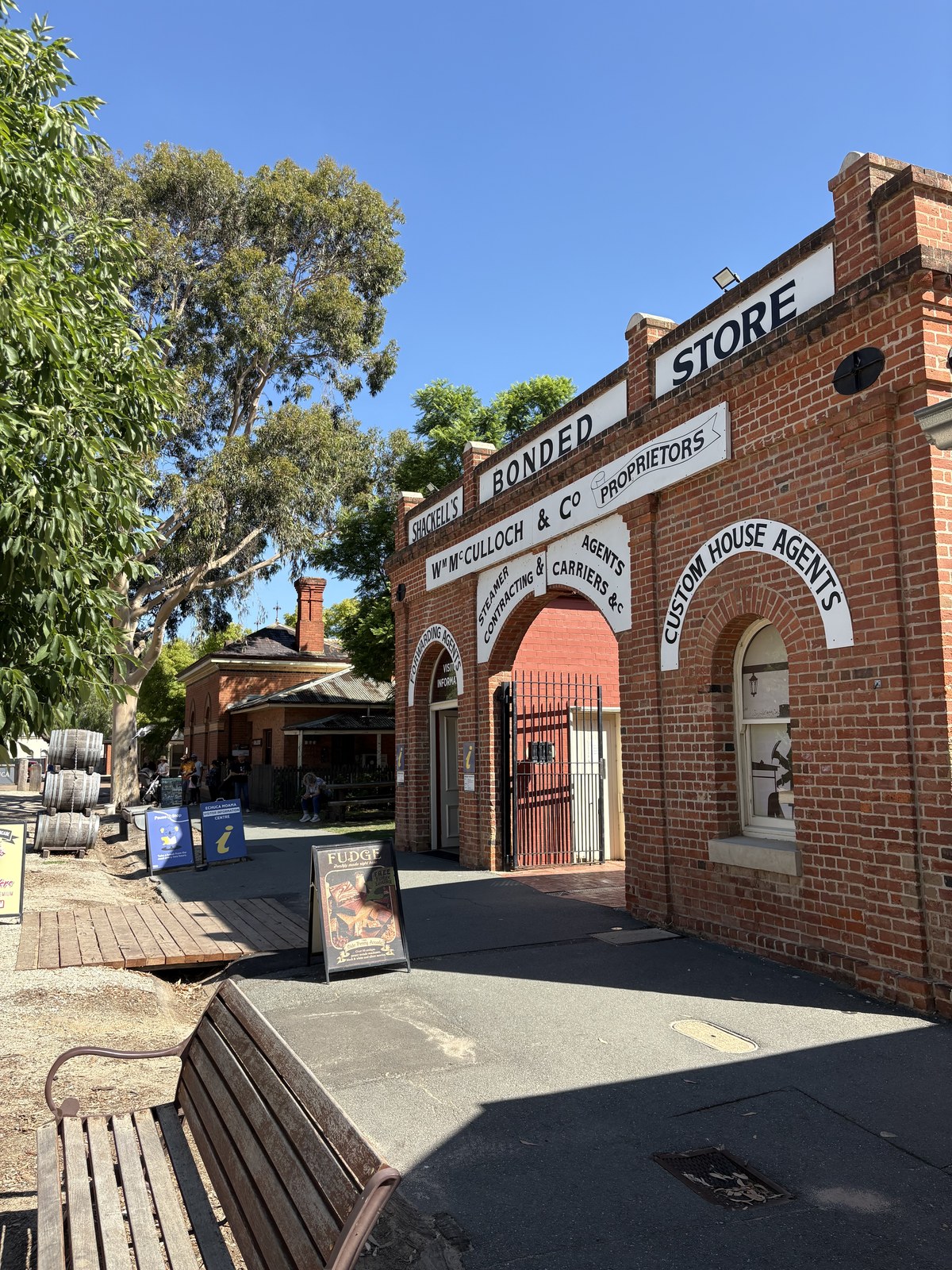 The historic Port of Echuca precinct - bonded stores and arched gateways
